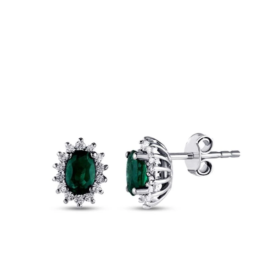 1.60 Carat Diamond Emerald Earrings