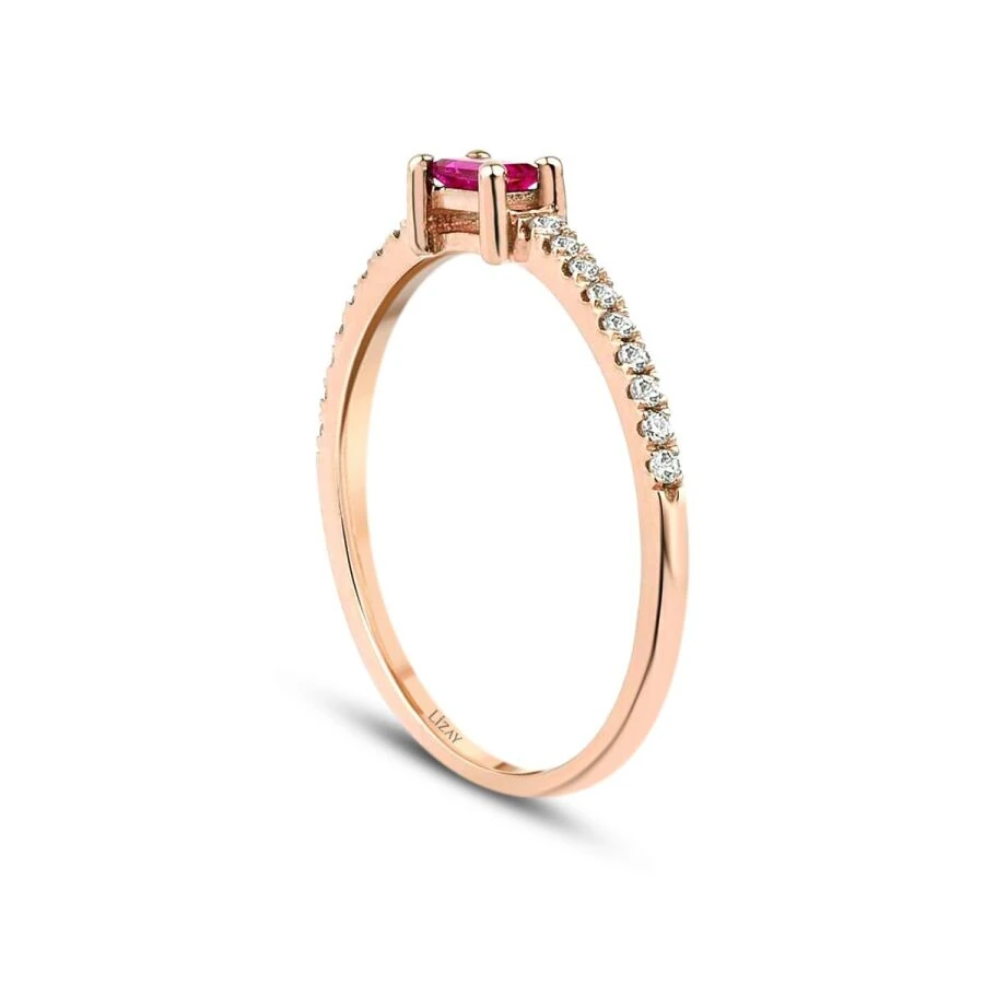 0.30 ct. Diamant Smaragd Schliff Rubin Ring