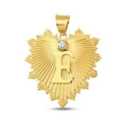 Gold Heart Letter Pendant