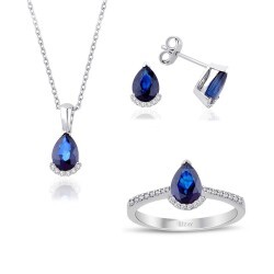 3.65 Carat Diamond Sapphire Set