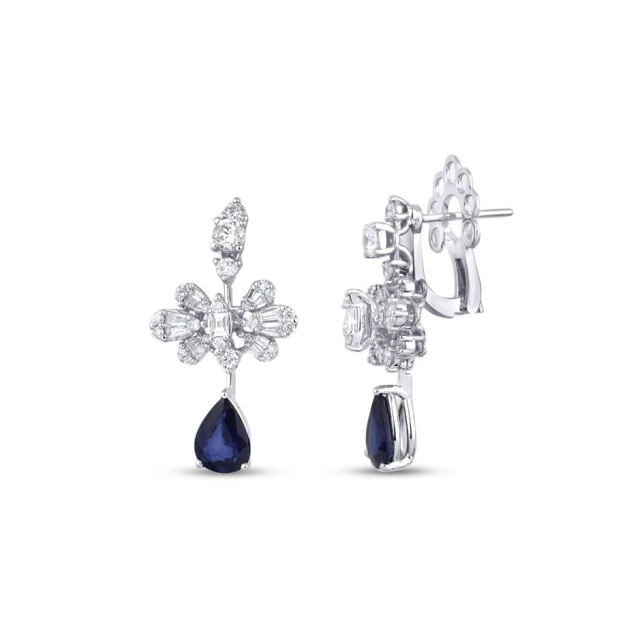 4.33 Carat Diamond Sapphire Earrings