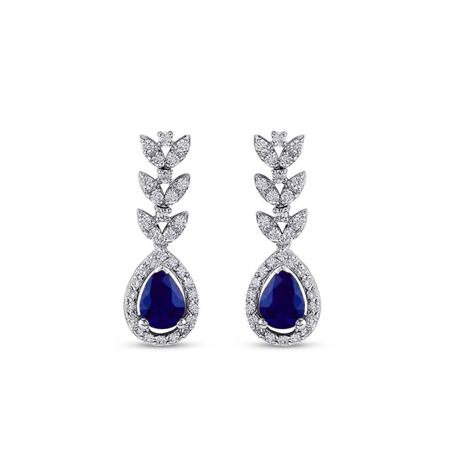 1.59 Carat Diamond Sapphire Earrings
