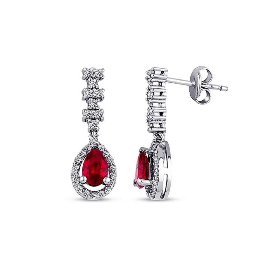 1.40 Carat Diamond Ruby Earrings