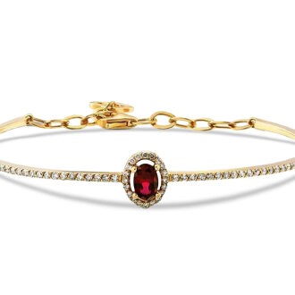 1.14 Carat Diamond Oval Ruby Bangle