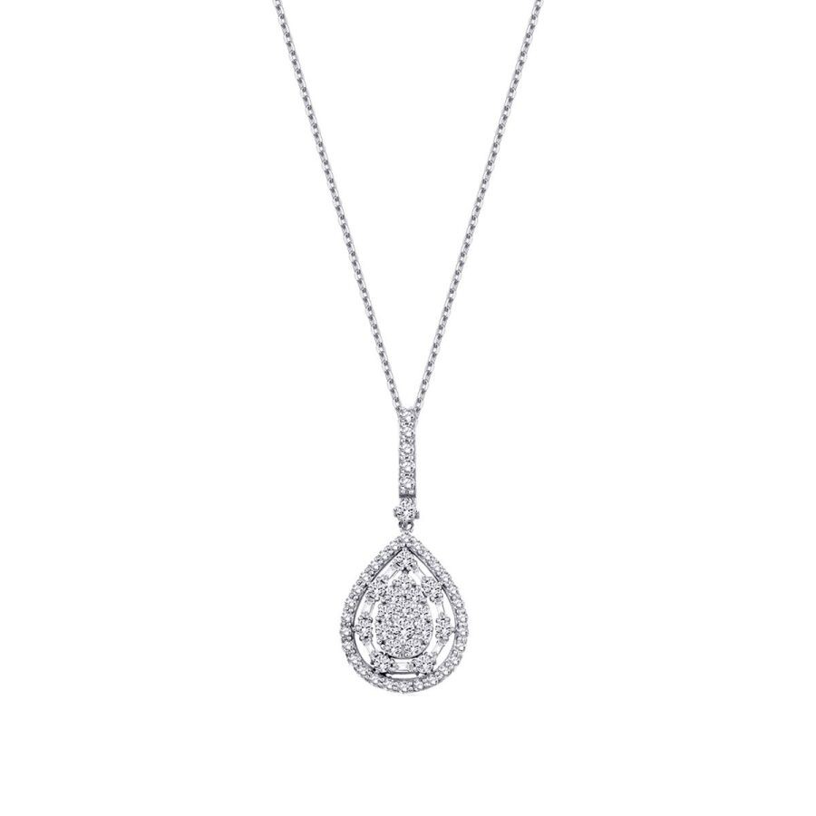 1.07 Carat Diamond Pear Baguette Necklace