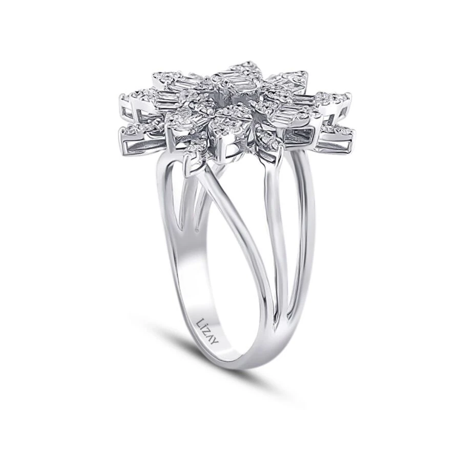 0.90 Carat Diamond Baguette Flower Ring