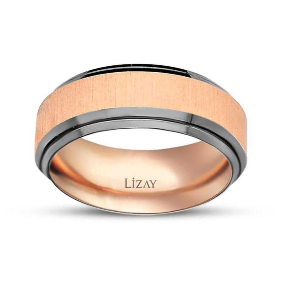 Rose Gold Two-Tone Modern Wedding Band