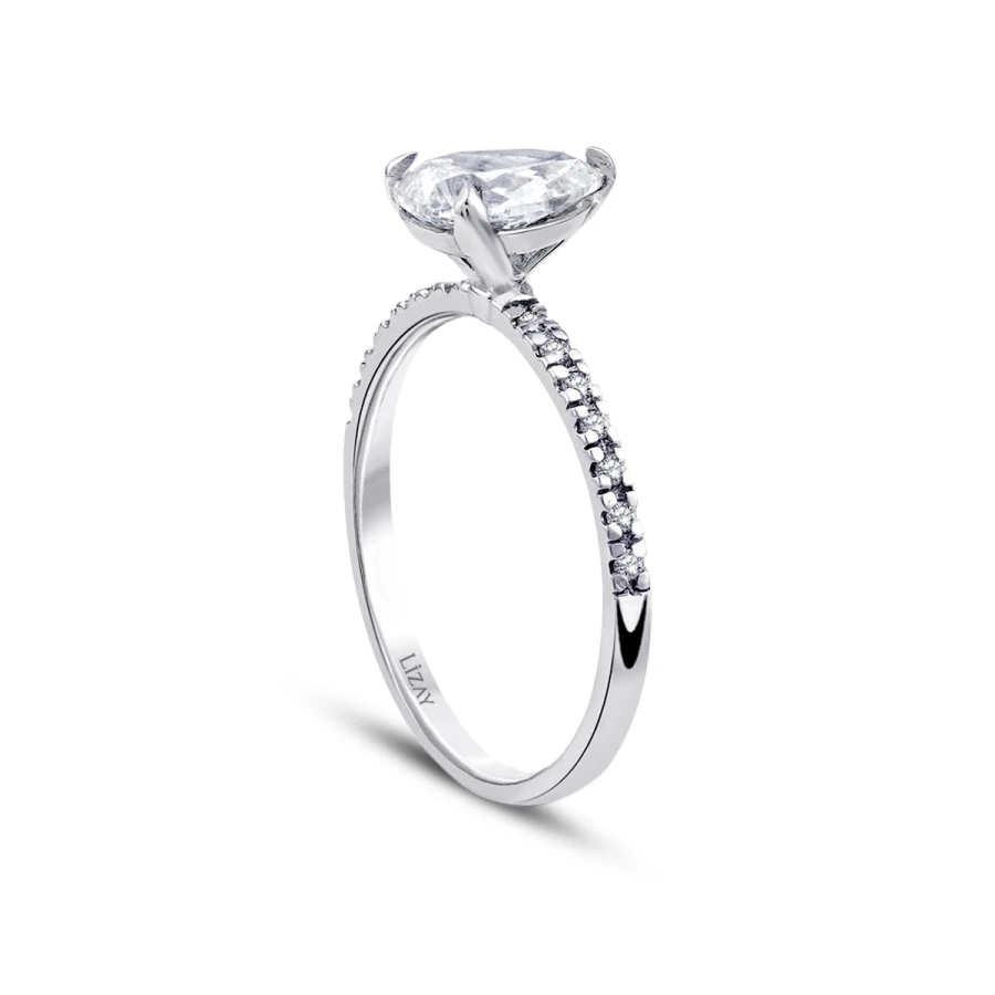1.12 ct. Diamant Tropfen Solitär Verlobungsring