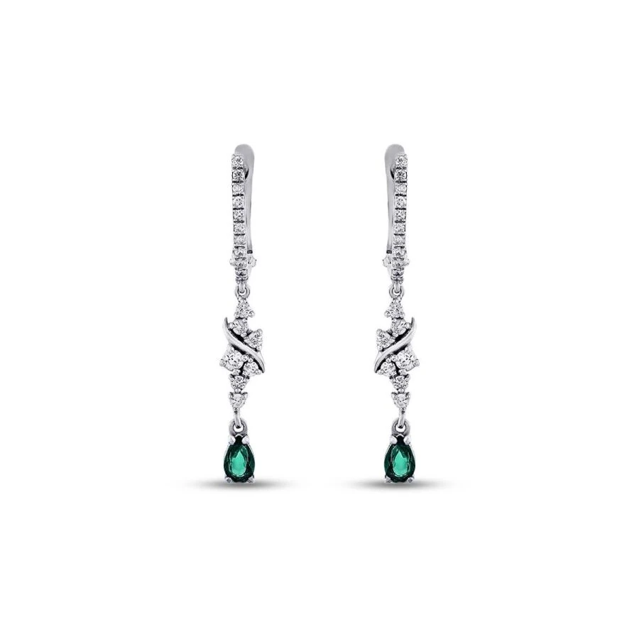 0.70 Carat Diamond Emerald Earrings