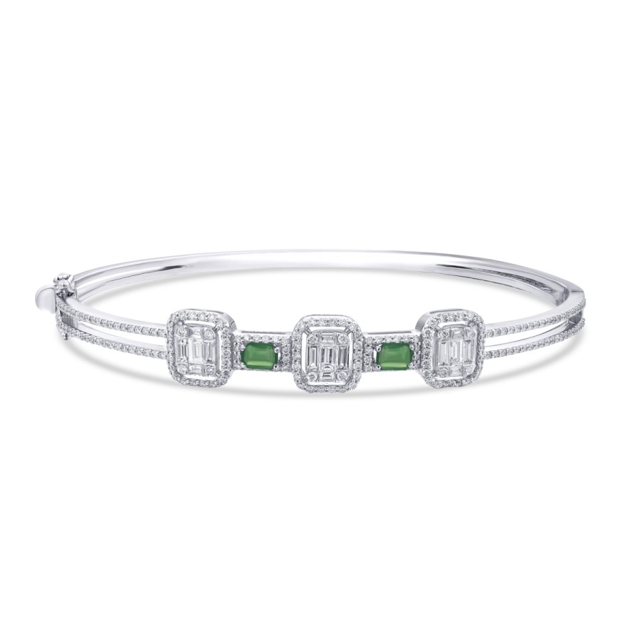 1,68 Karat Diamant Baguette Smaragd Armreif