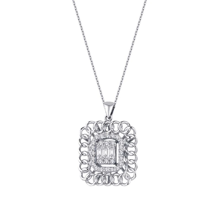 0.34 Carat Diamond Baguette Necklace