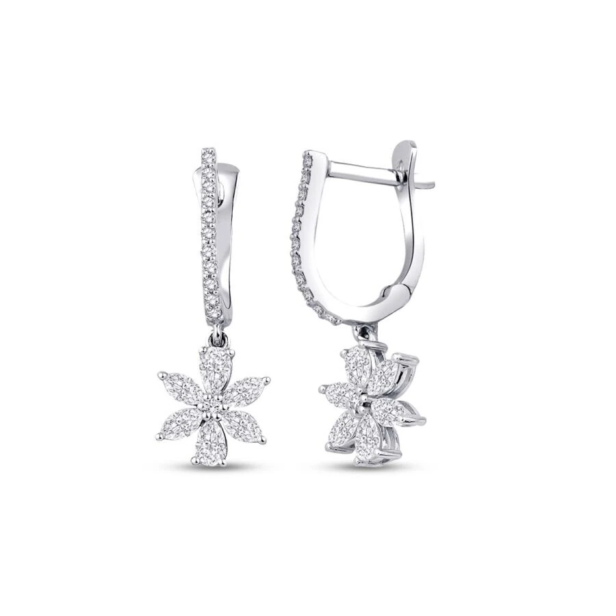 0.94 Carat Diamond Flower Earrings