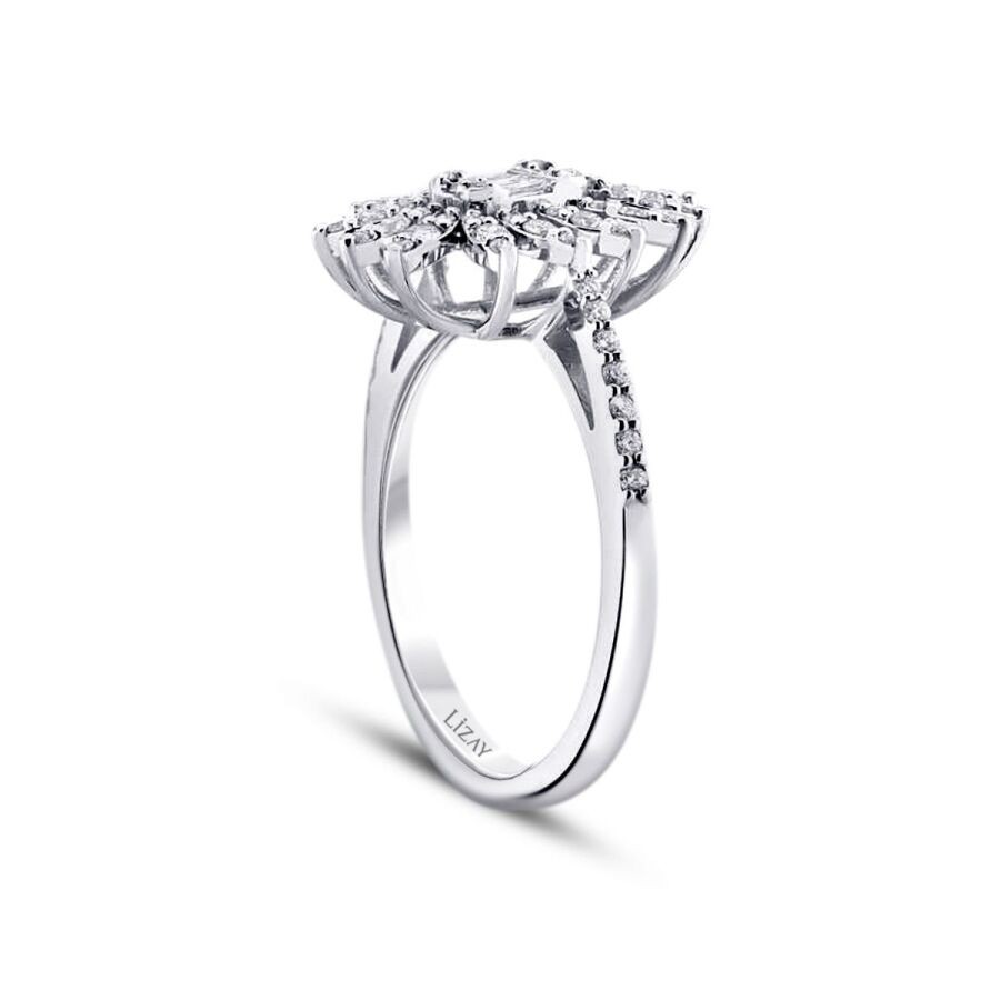 0.47 Carat Diamond Baguette Flower Ring