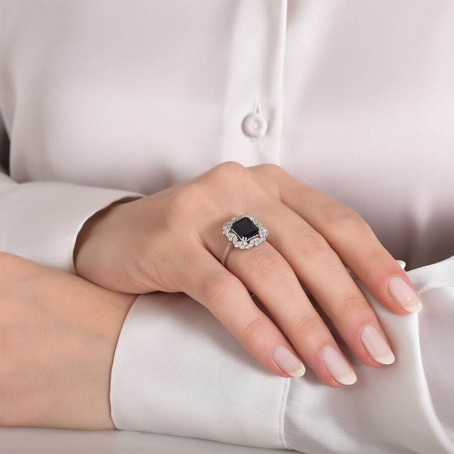 1.57 Carat Diamond Sapphire Ring