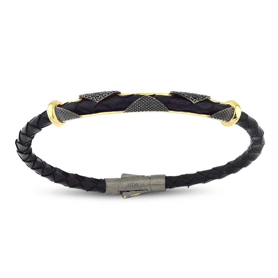 Gold Black Stone Men’s Bracelet