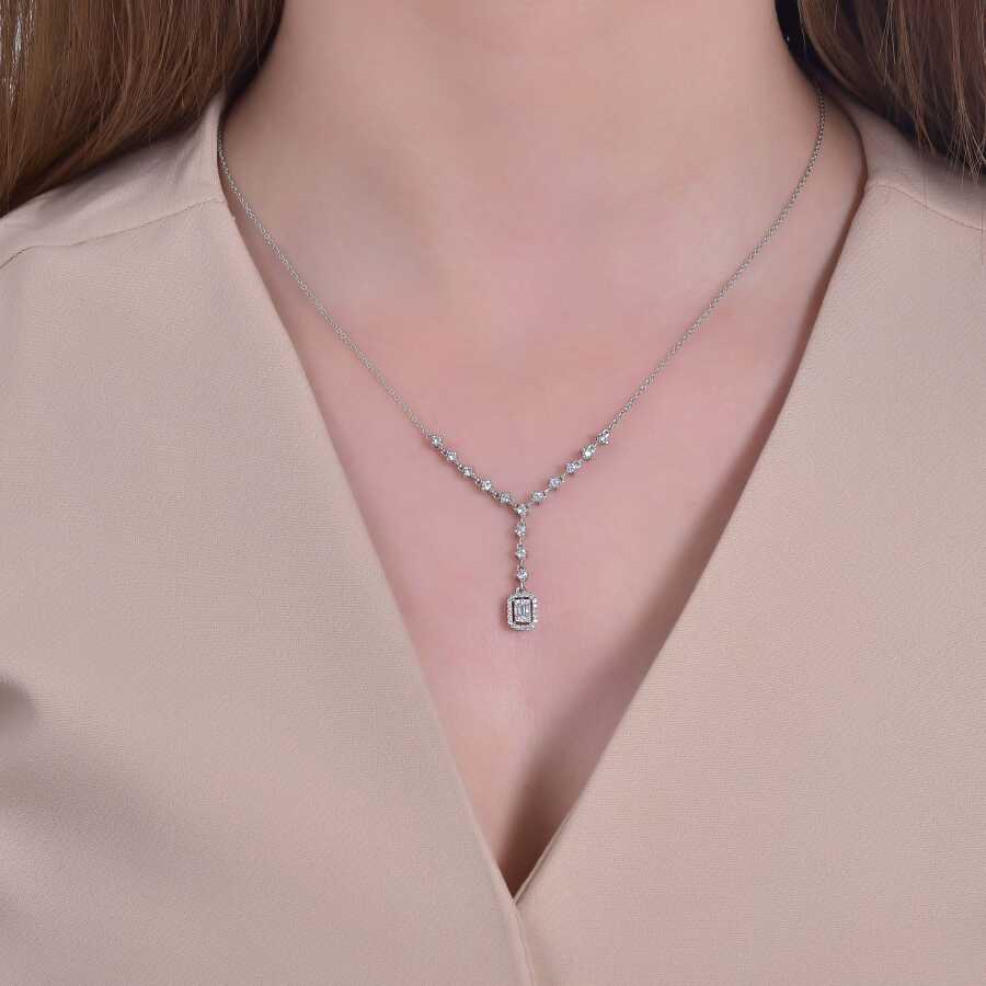 0.50 Carat Diamond Baguette Necklace