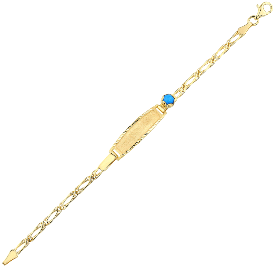 Gold Blue Beaded Imprint Bracelet