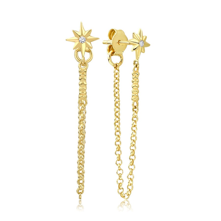 Gold North Star Earrings