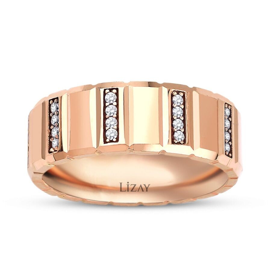 Gold Design Rose Wedding Band