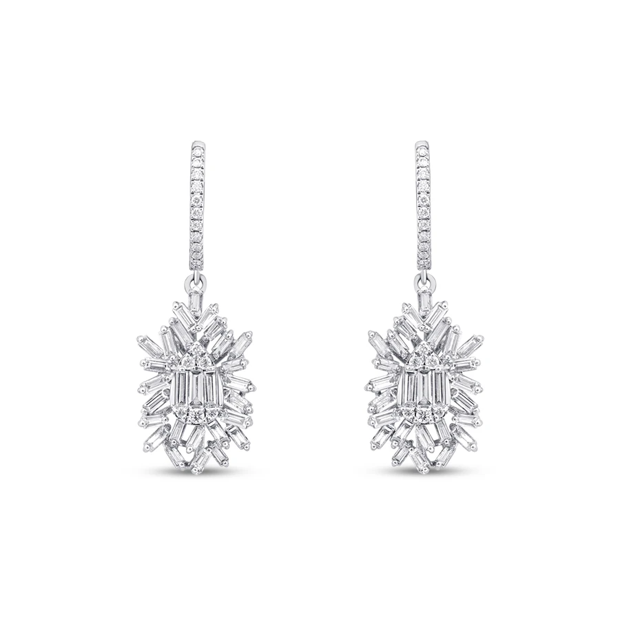 1.36 Carat Diamond Baguette Earrings