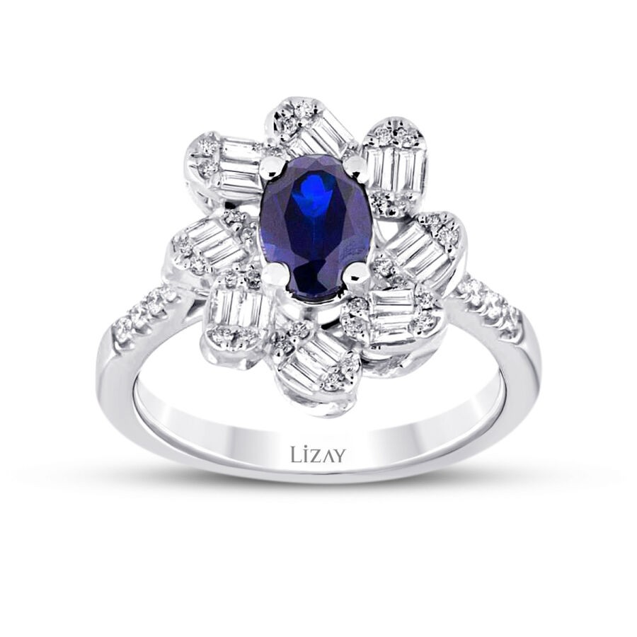 1.52 Carat Diamond Sapphire Ring