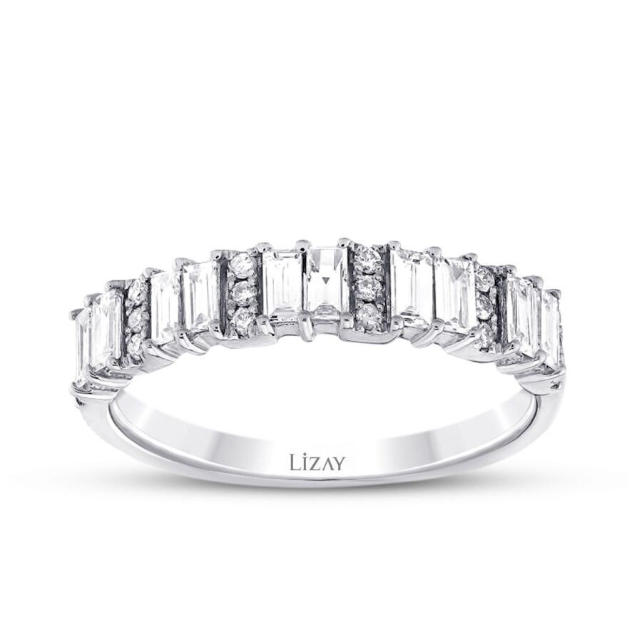 0,56 Karat Diamant Halb-Ewigkeits-Baguette Ring