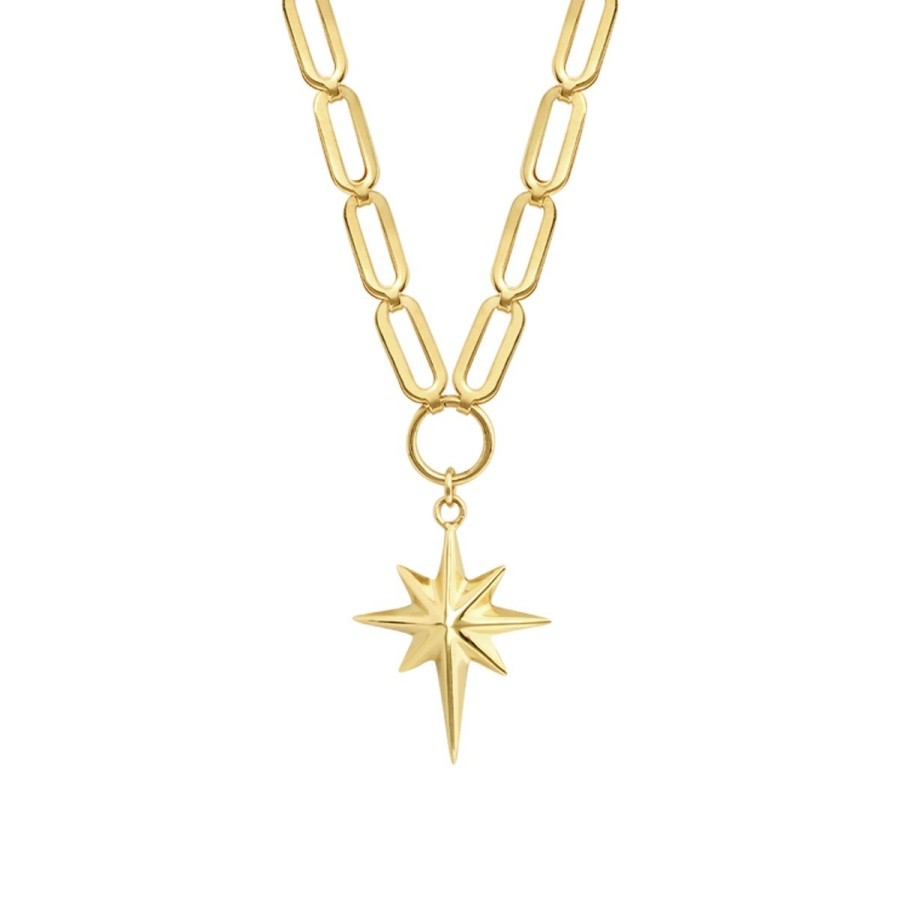 Gold North Star Paperclip Necklace