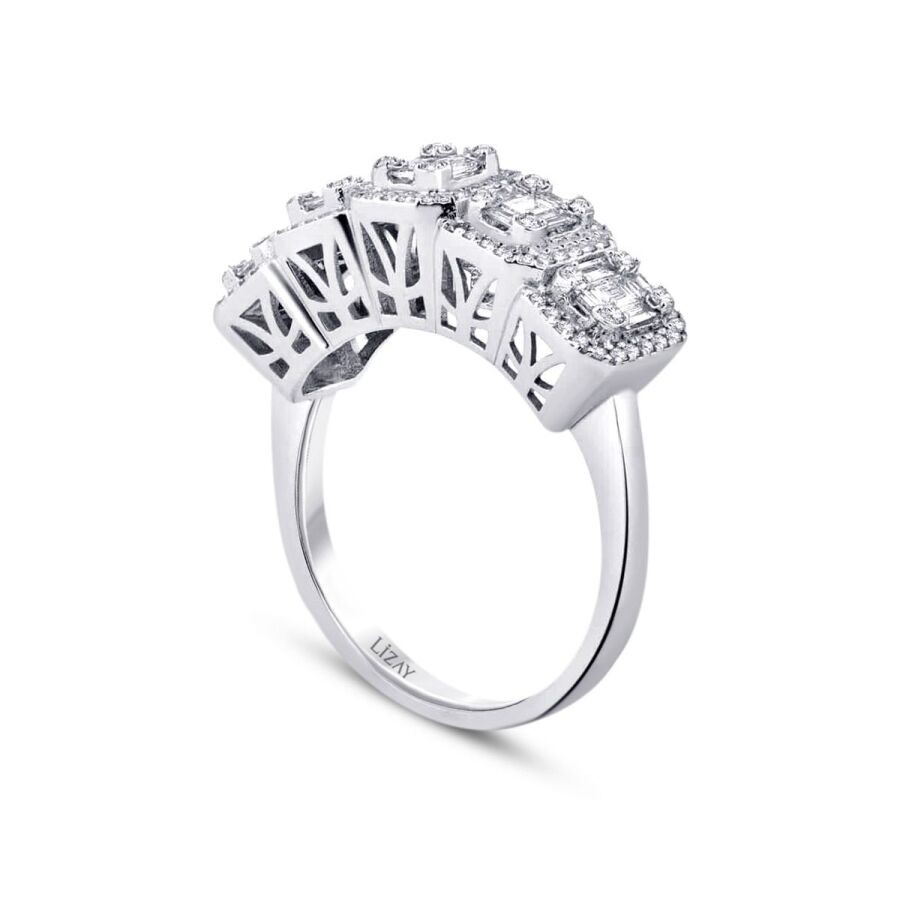 0,79 Karat Diamant Baguette Fünf-Stein Ring