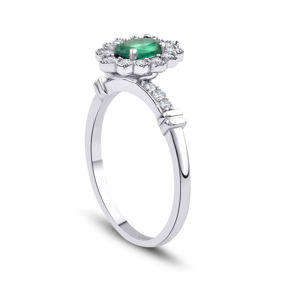 0.62 Carat Diamond Emerald Ring