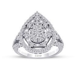 1.19 Carat Diamond Pear Baguette Ring