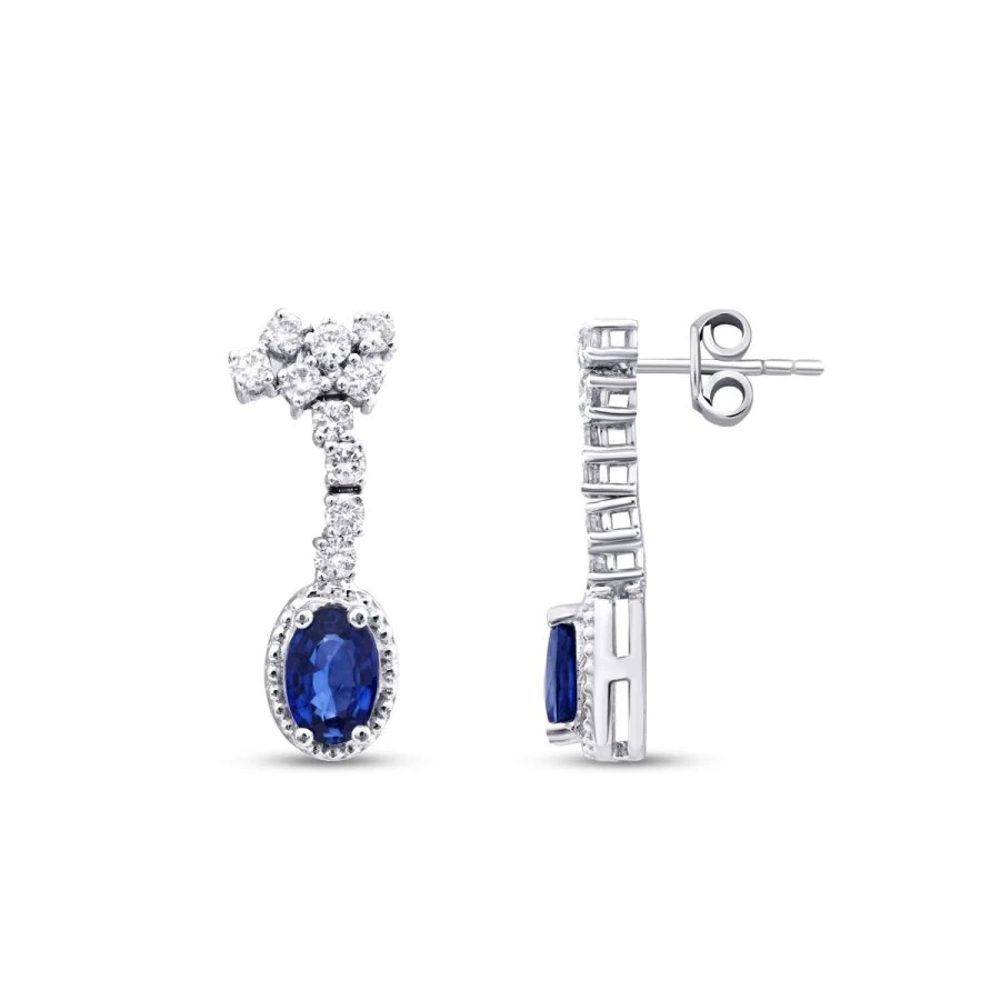 1.56 Carat Diamond Sapphire Earrings