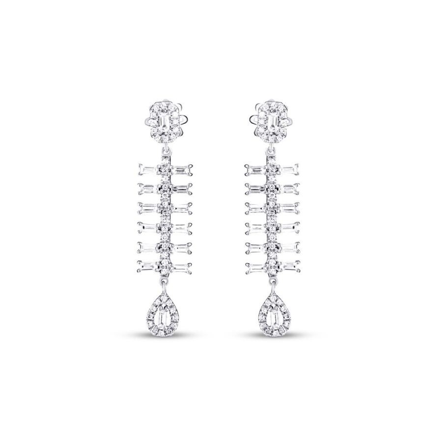 0.98 Carat Diamond Baguette Earrings