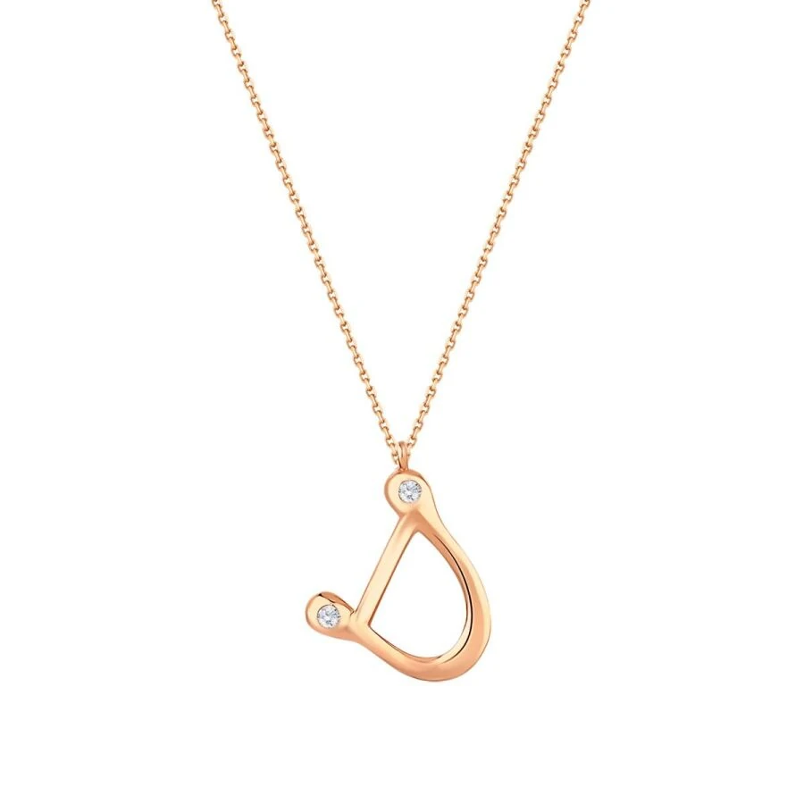 0.04 Carat Diamond Letter D  Necklace