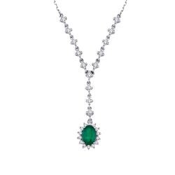 1.03 Carat Diamond Emerald Necklace