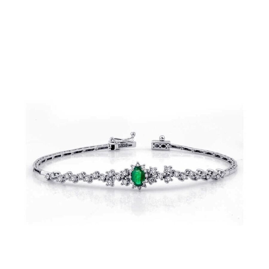 1.30 Carat Diamond Emerald Bracelet