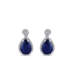 1.71 Carat Diamond Sapphire Earrings