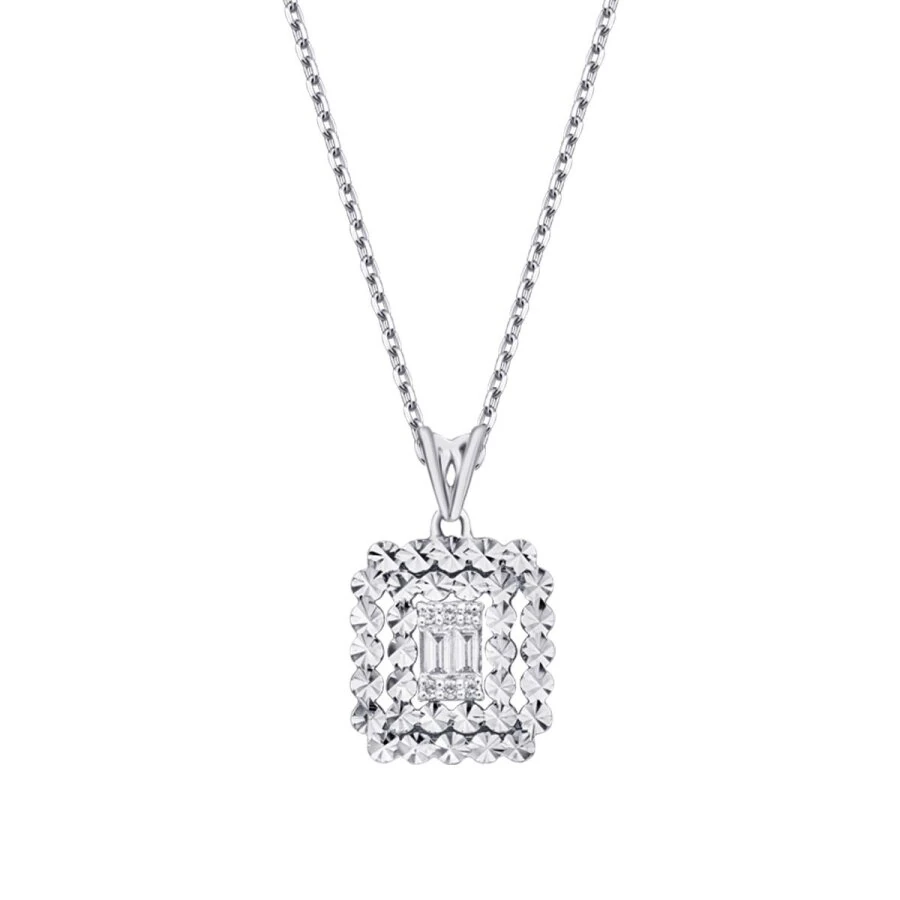 0.08 Carat Diamond Baguette Necklace