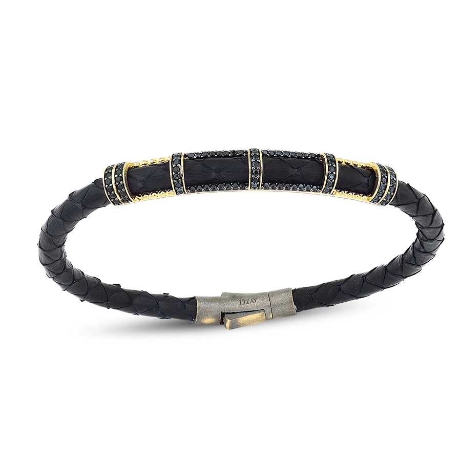 Gold Black Stone Men’s Bracelet