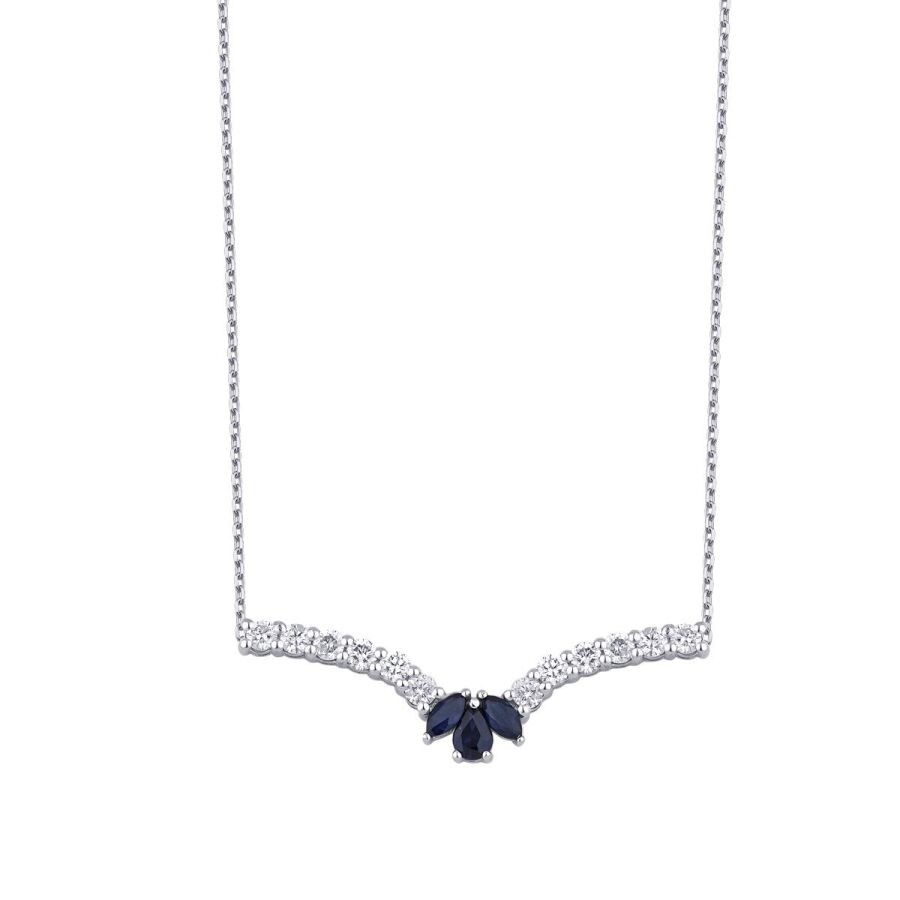 0.91 Carat Diamond Sapphire Necklace