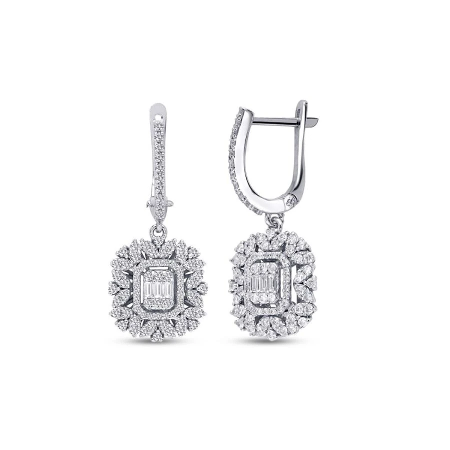 0.99 Carat Diamond Baguette Earrings