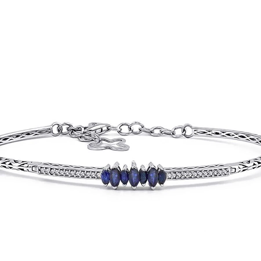 0.54 Carat Diamond Sapphire Bangle