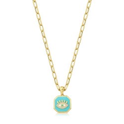 Gold Green Eye Trend Necklace