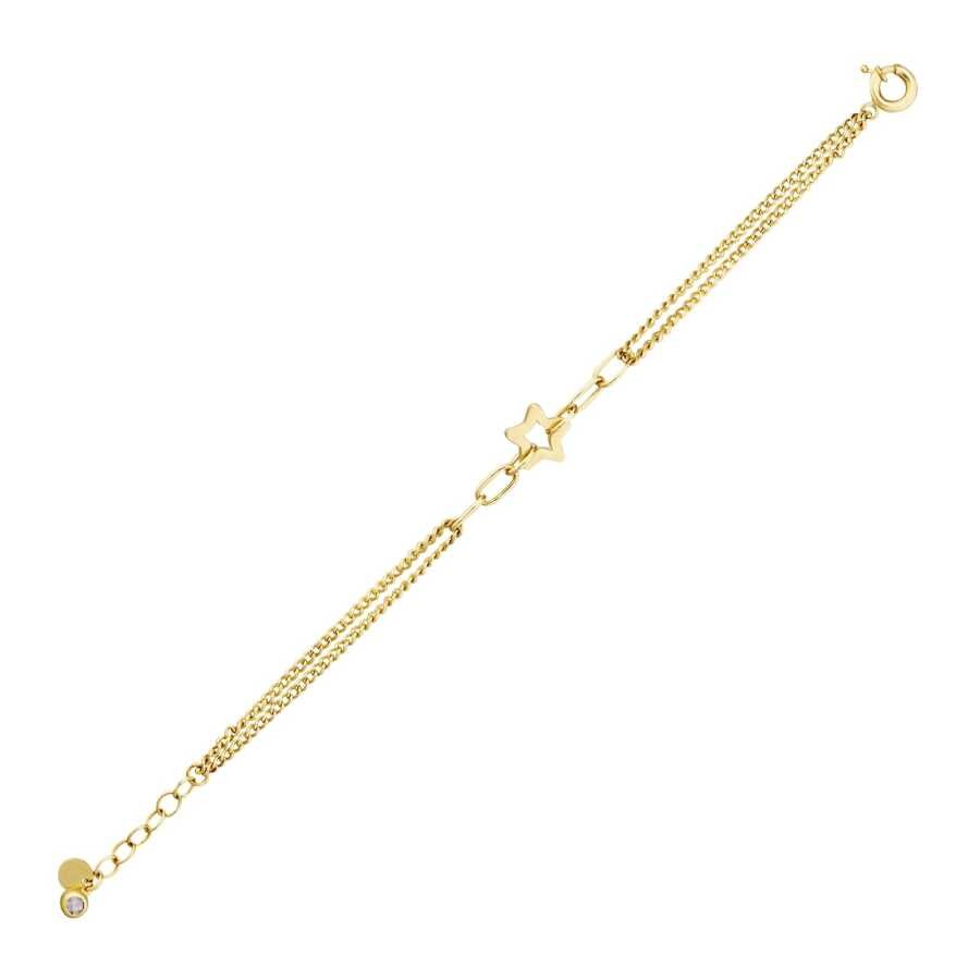 Gold Star Double Chain Bracelet