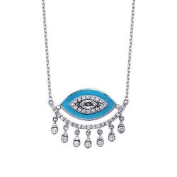 0.51 Carat Diamond Turquoise Eye Necklace