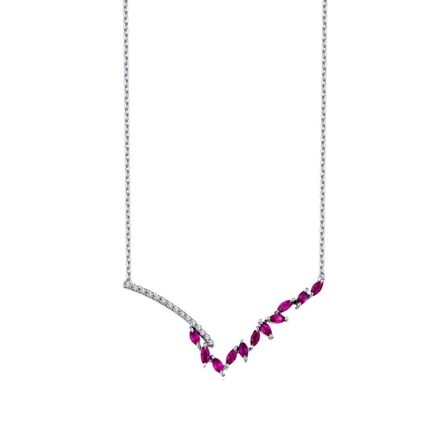 0.49 Carat Diamond Ruby Necklace