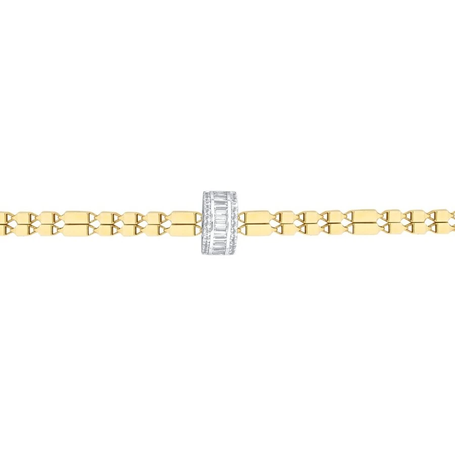 Gold Chain-Detail Baguette Bracelet