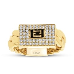 Gold Stone Chain Ring