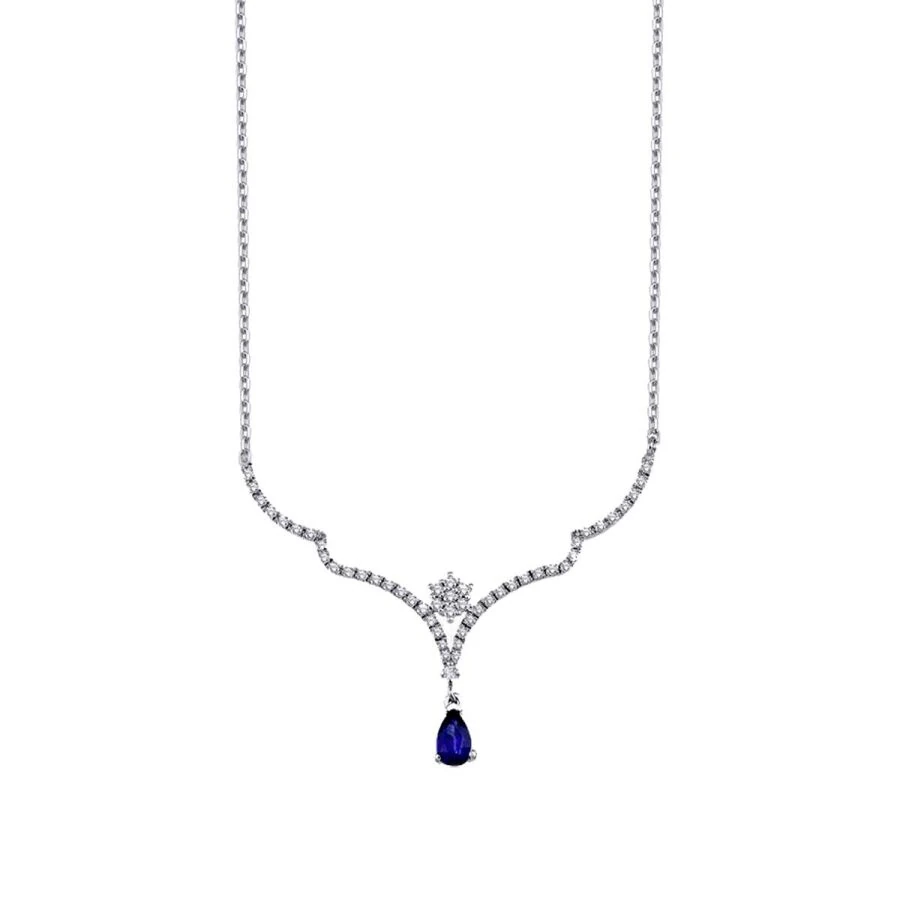 0.49 Carat Diamond Sapphire Necklace
