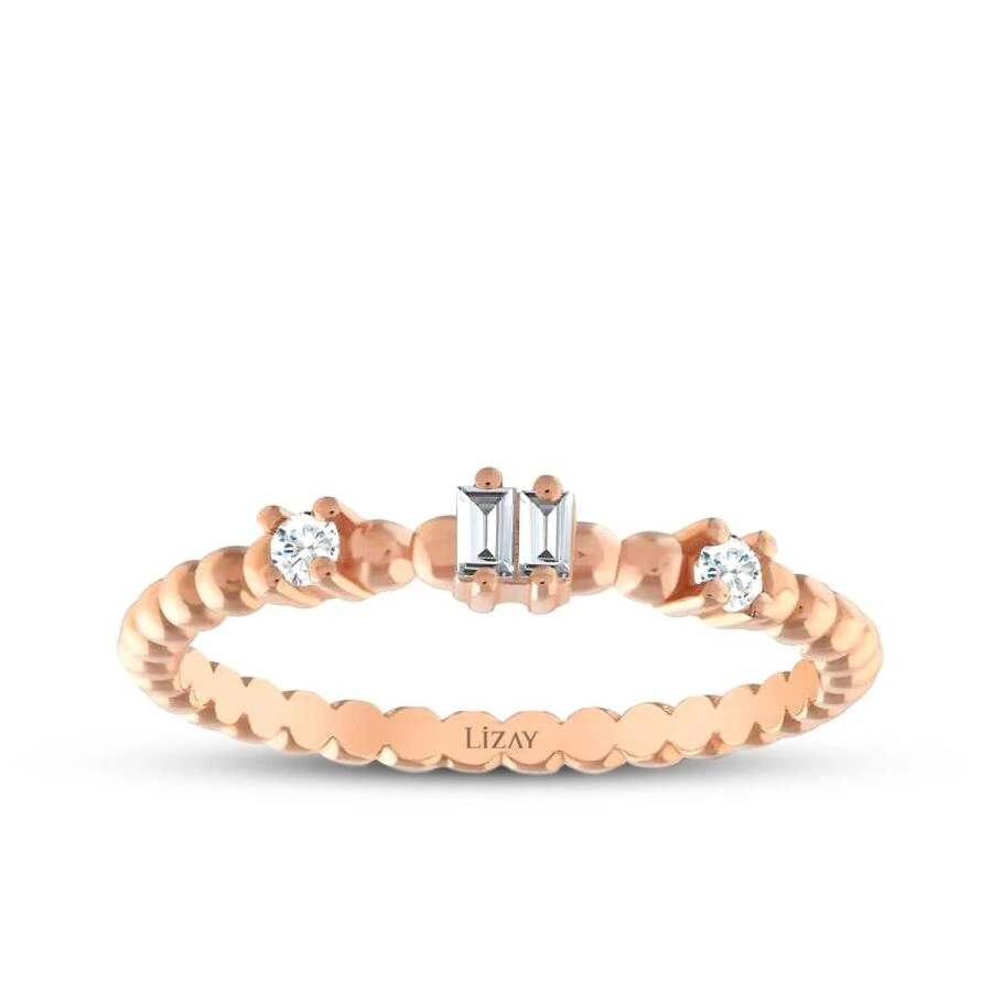 0.12 Carat Diamond Rose Gold Baguette Ring