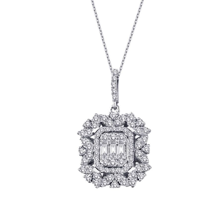 1.31 Carat Diamond Baguette Necklace